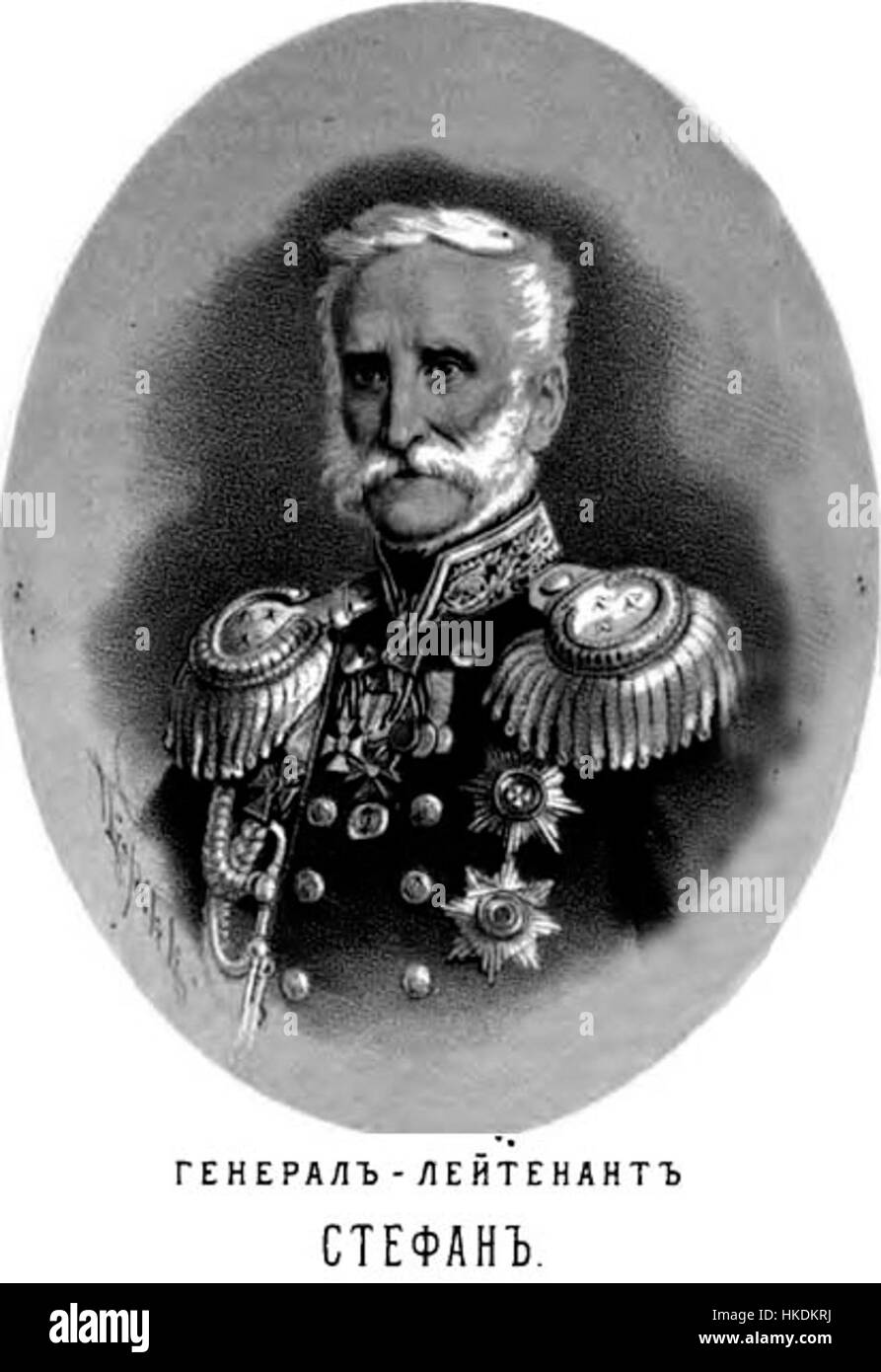 Ein Kunstwerk von Gustav Fedorovitch Stefan, das einen Moment aus der russischen Kunstgeschichte einfängt. Bekannt für seine lebendigen Darstellungen historischer Themen, spiegelt dieses Werk die stilistischen Qualitäten der frühen russischen Kunst wider. Stockfoto