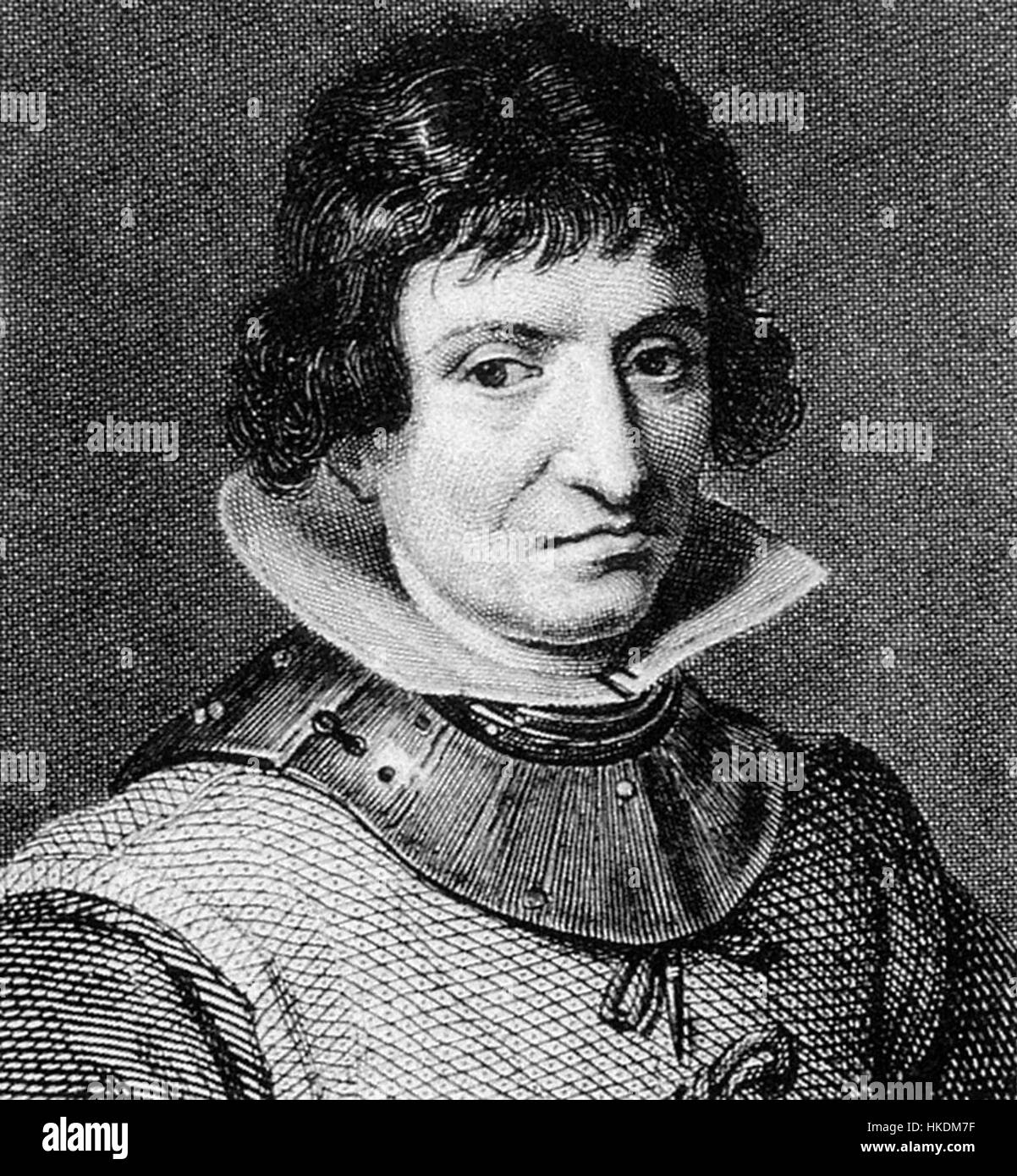 Ein Porträt von Catalina de Erauso, einer Spanierin, die im 17. Jahrhundert als Mann lebte und Soldat wurde. Das Kunstwerk fängt ihre historische Bedeutung und ihre Missachtung der Geschlechtsnormen ein. Stockfoto