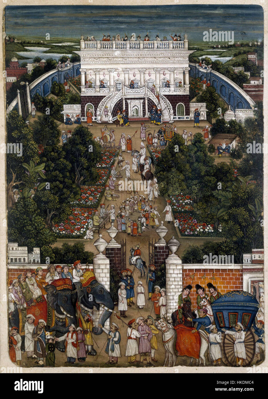 Dieses Gemälde aus den 1820er Jahren veranschaulicht die künstlerischen Strömungen des frühen 19. Jahrhunderts und konzentriert sich auf den klassischen Stil und die Präzision der Technik, die für diese Zeit typisch ist. Stockfoto