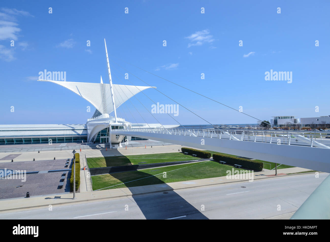 Flügel auf Milwaukee Art Museum, entworfen von Santiago Calatrava. Stockfoto