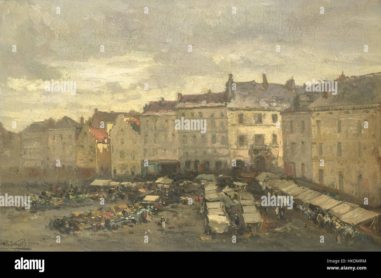 Guillaume Vogels’ Gemälde der Grote Zavel in Brüssel zeigt einen historischen Blick auf den Platz. Das Stück spiegelt das urbane Leben und die Architektur des Brüsseler Jahrhunderts wider und fängt das Wesen der Stadt zu dieser Zeit ein. Stockfoto