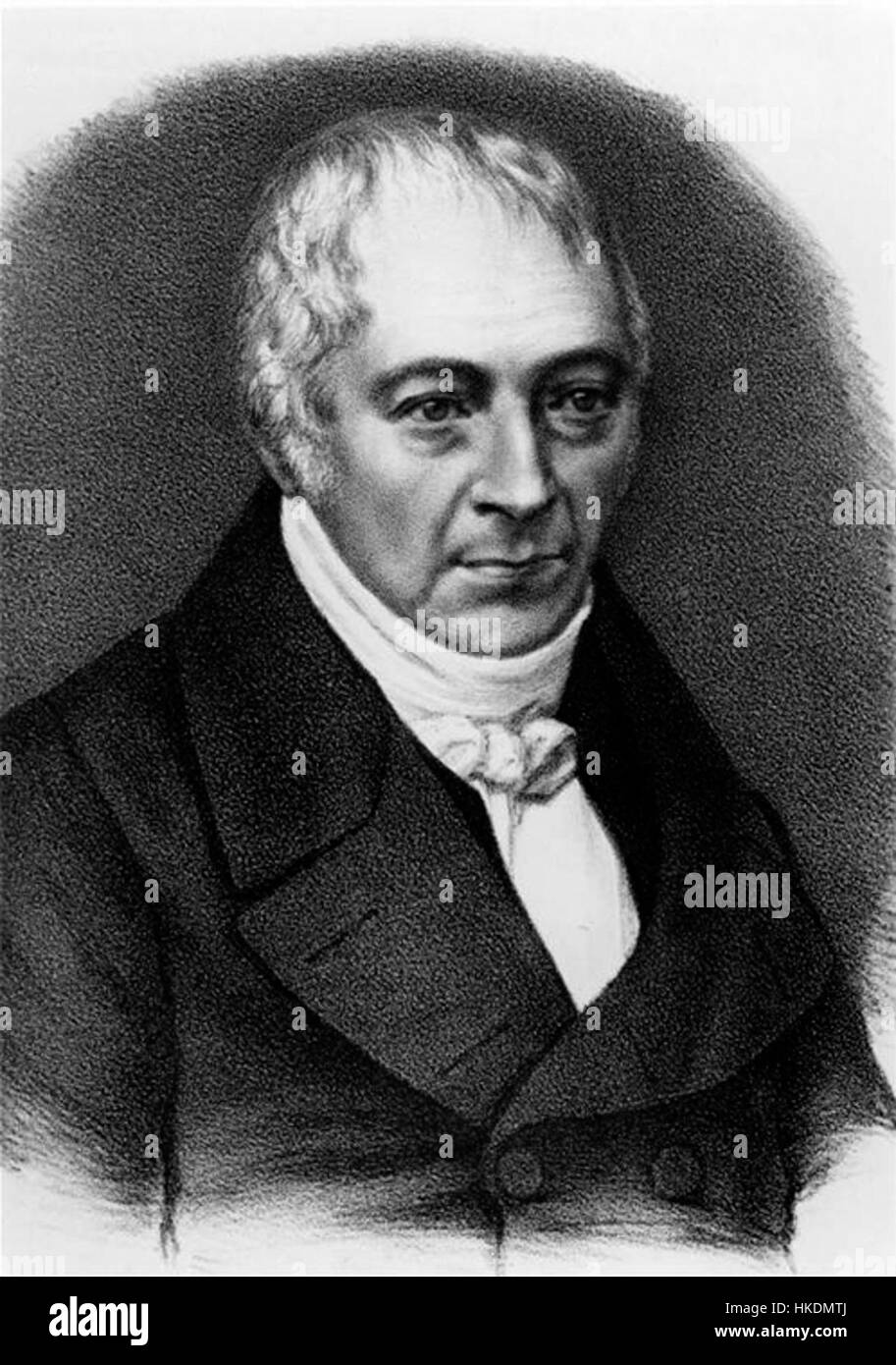 Friedrich Adolf Dreyers Porträt des Hieronymus Klugkist, das im 19. Jahrhundert gemalt wurde, fängt mit raffinierter Pinselarbeit und tiefer Charakterstudie die herausragende Persönlichkeit des Themas ein. Stockfoto