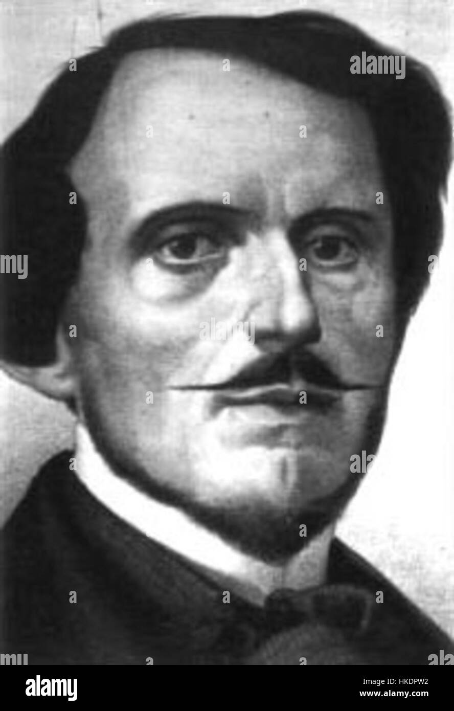 Bettino Ricasoli, ein italienischer Staatsmann und Premierminister, wird in einem historischen Porträt dargestellt, das seine Führung und seinen politischen Einfluss in Italien zeigt. Das Gemälde spiegelt seine Rolle bei der italienischen Vereinigung des 19. Jahrhunderts und der Gründung des Königreichs Italien wider. Stockfoto