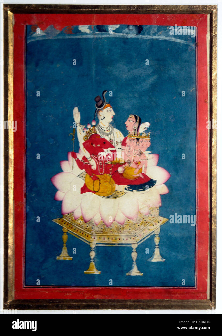 Die Heilige Familie, Shiva, Parvati, mit ihrer Söhne Ganesha und Karttikeya, National Museum, Neu-Delhi Stockfoto