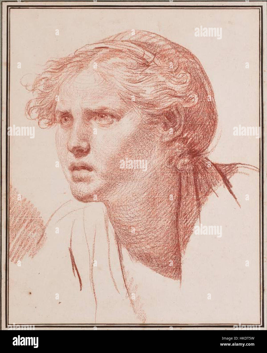 Jean Baptiste Greuze, Studie für Le Fils Puni, rote Kreide auf Papier, San Antonio Museum of Art Stockfoto