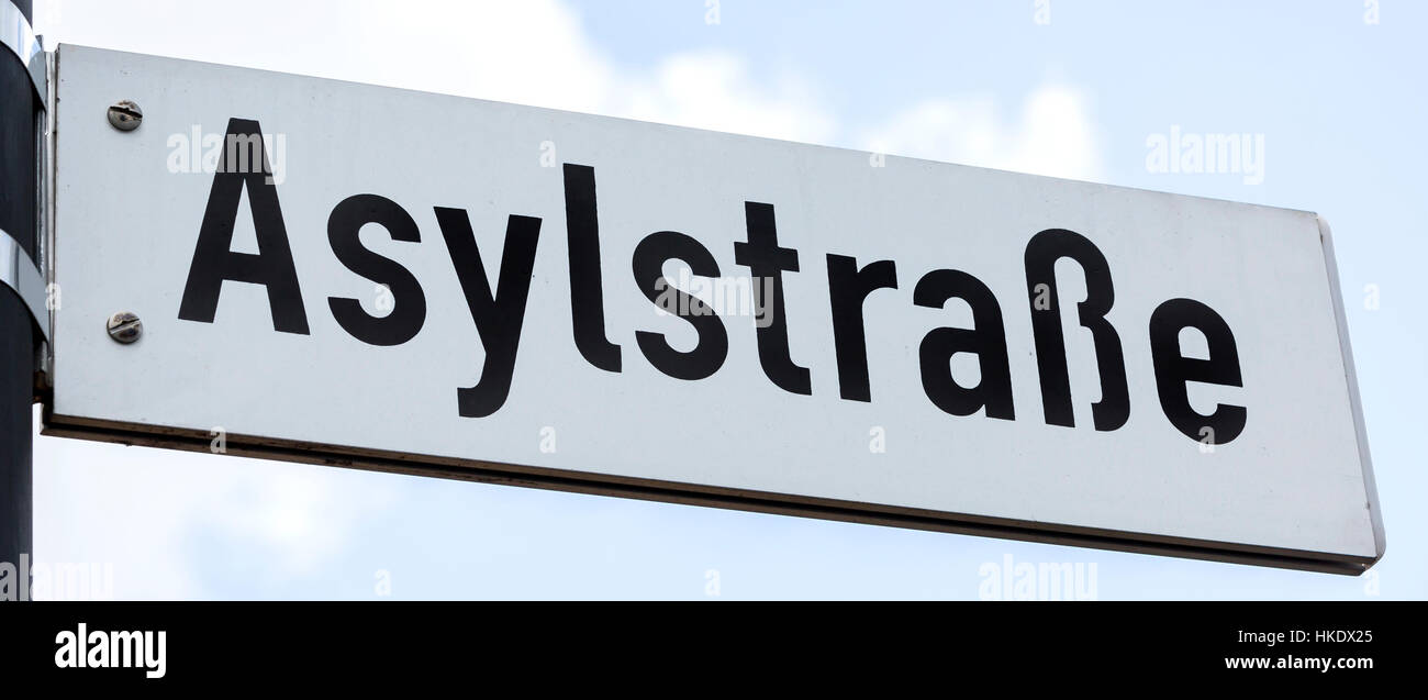 Straßenschild Asyl Street, Weiden, Bayern, Deutschland Stockfoto