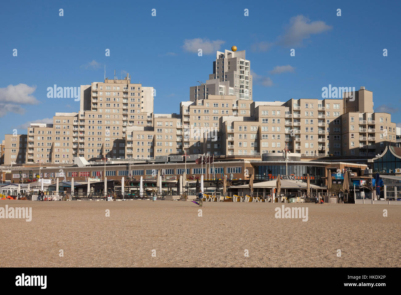 Hochhäuser am Strand, Scheveningen, den Haag, Holland, Niederlande Stockfoto