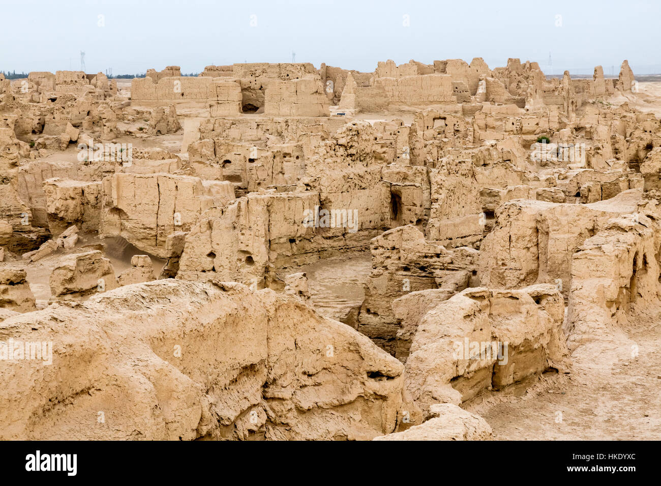 Ruinen des alten militärischen Außenpostens von Jiaohe, Turpan, Autonome Region Xinjiang, China. Stockfoto