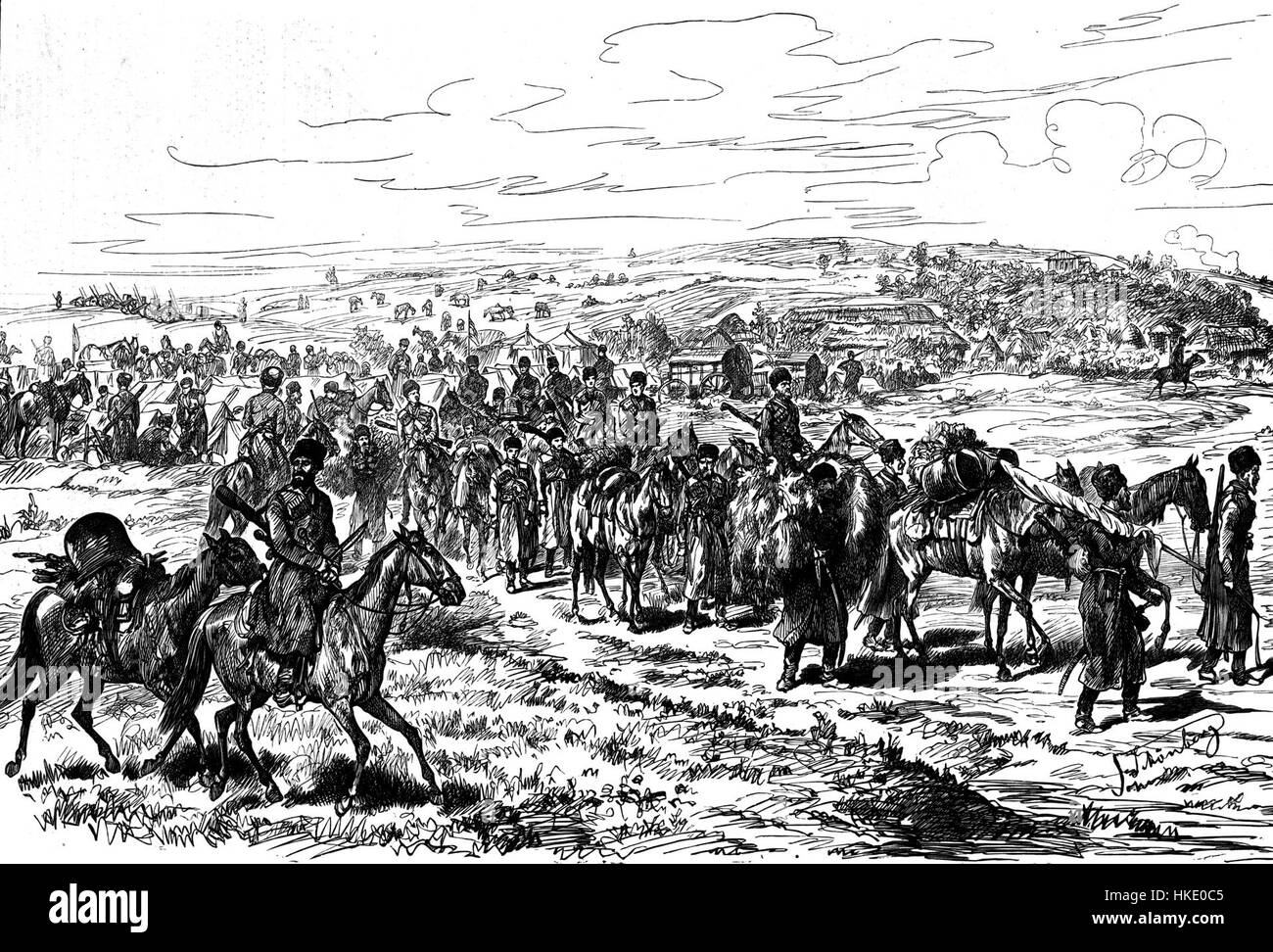 Das Lager der Mahommedan Cossacks bei Fratesti aufbrechen Stockfoto