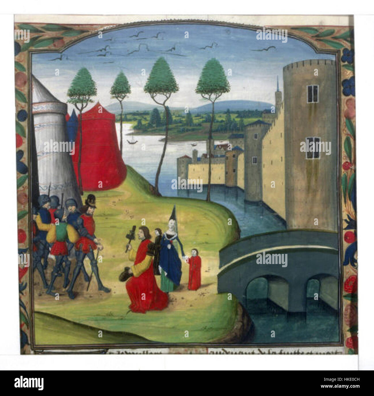 Eine Zeichnung mit dem Titel *Reddition de Babylone* (der Fall Babylons), die das historische Ereignis der Kapitulation Babylons 331 v. Chr. darstellt. Dieses Kunstwerk spiegelt die Geschichte des Nahen Ostens wider und fängt den dramatischen Moment der Eroberung in lebendigen Details ein. Stockfoto