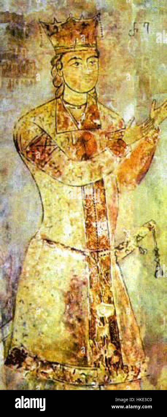 Dieses Gemälde zeigt Georg IV. Von Georgien, einen Monarchen, der für seine Herrschaft im Königreich Georgien bekannt ist. Seine Herrschaft war geprägt von bedeutenden kulturellen und politischen Ereignissen innerhalb der georgischen Geschichte. Stockfoto