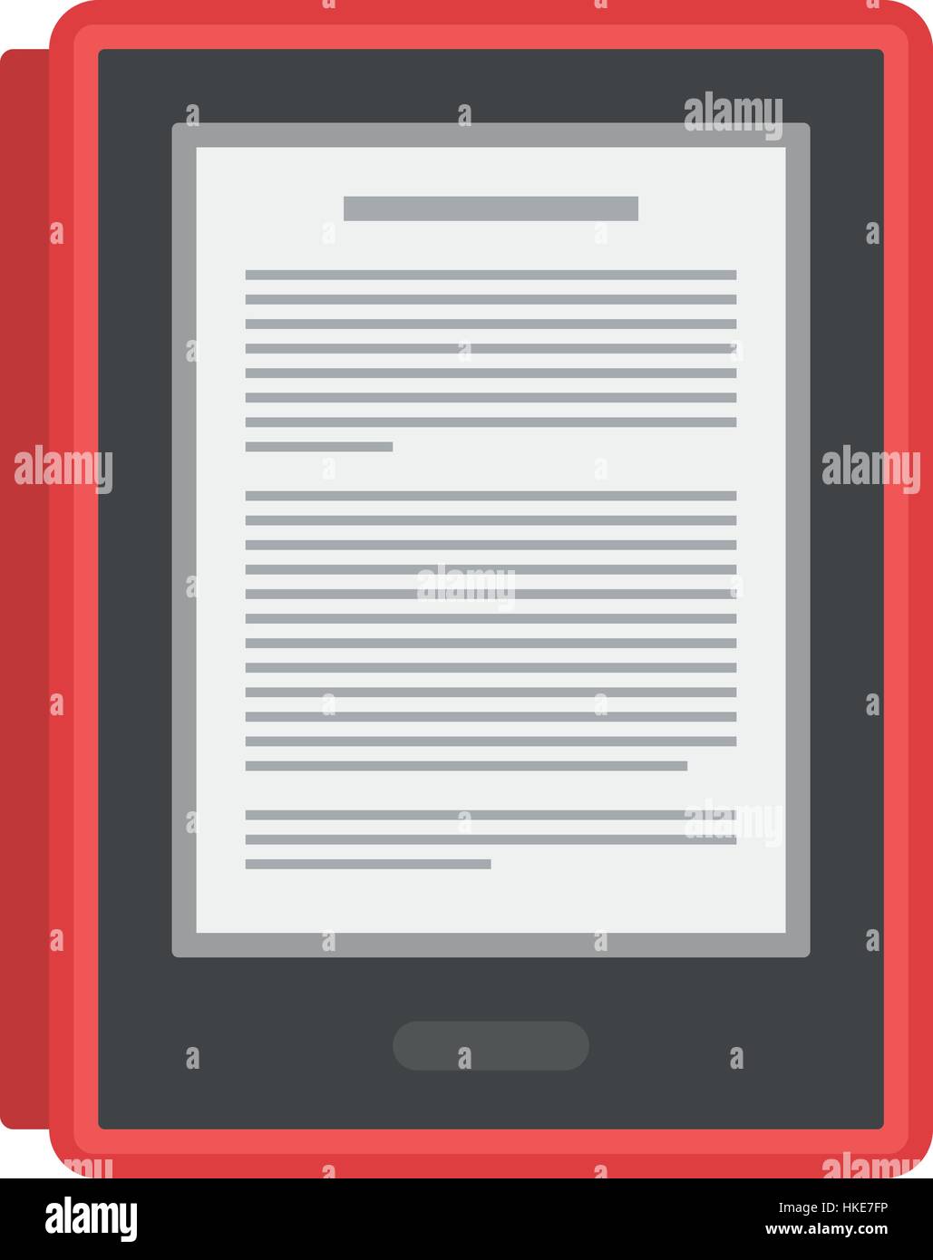 Elektronische mobile Buch mit rotem Einband-Symbol. Stock Vektor
