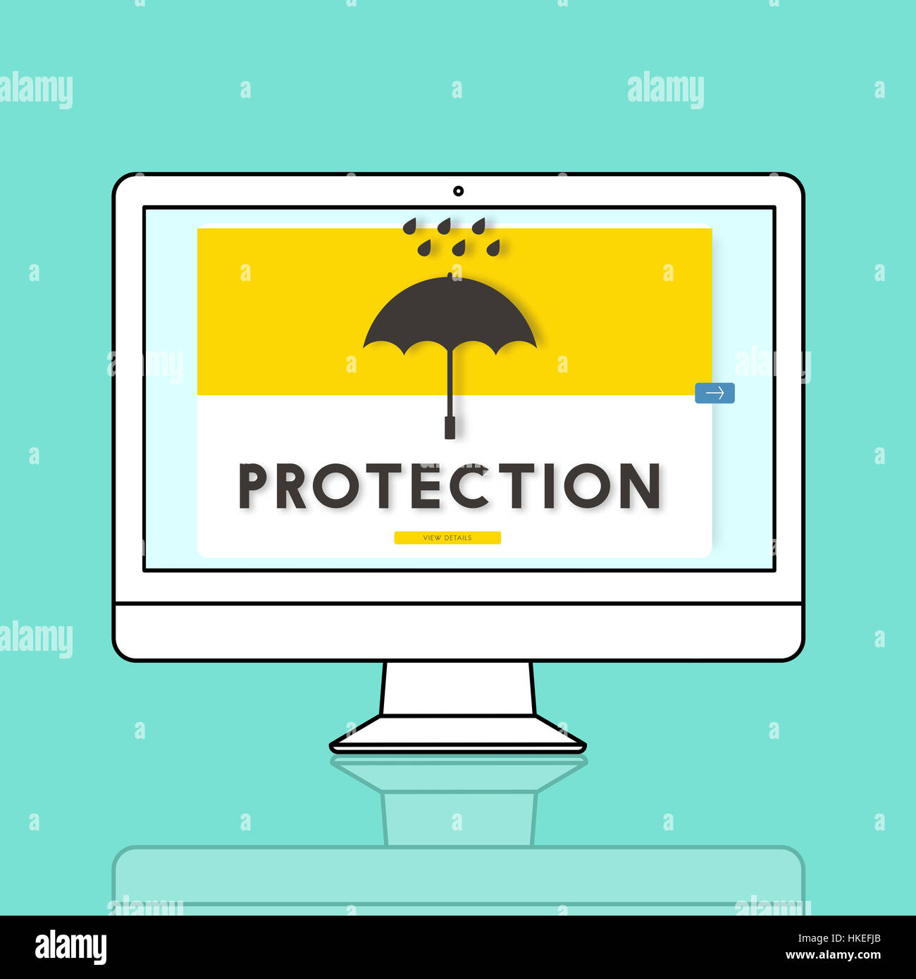 Regenschirm Regen Schutz Grafikkonzept Stockfoto