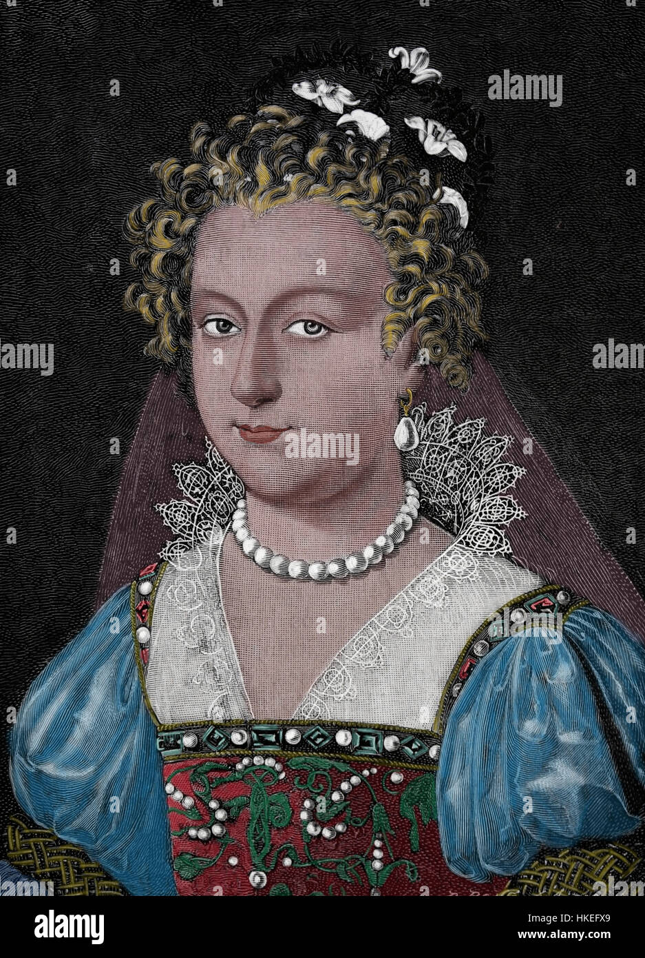 Elisabeth i. von England (1533-1603). Königin von England und Irland. Tudor-Dynastie. Kupferstich, 19. Jahrhundert. Stockfoto