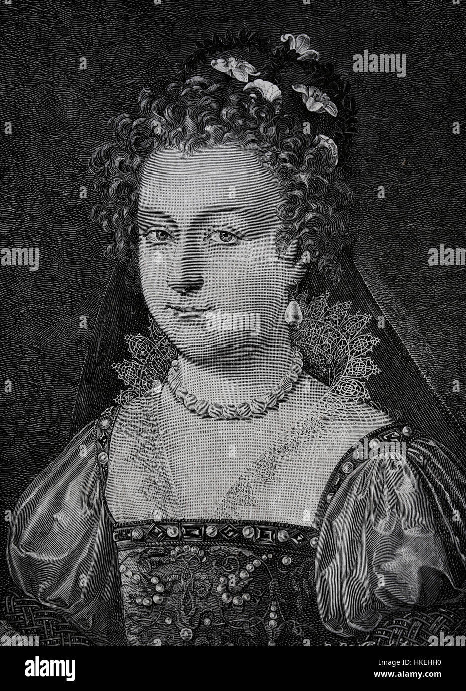 Elisabeth i. von England (1533-1603). Königin von England und Irland. Tudor-Dynastie. Kupferstich, 19. Jahrhundert. Stockfoto