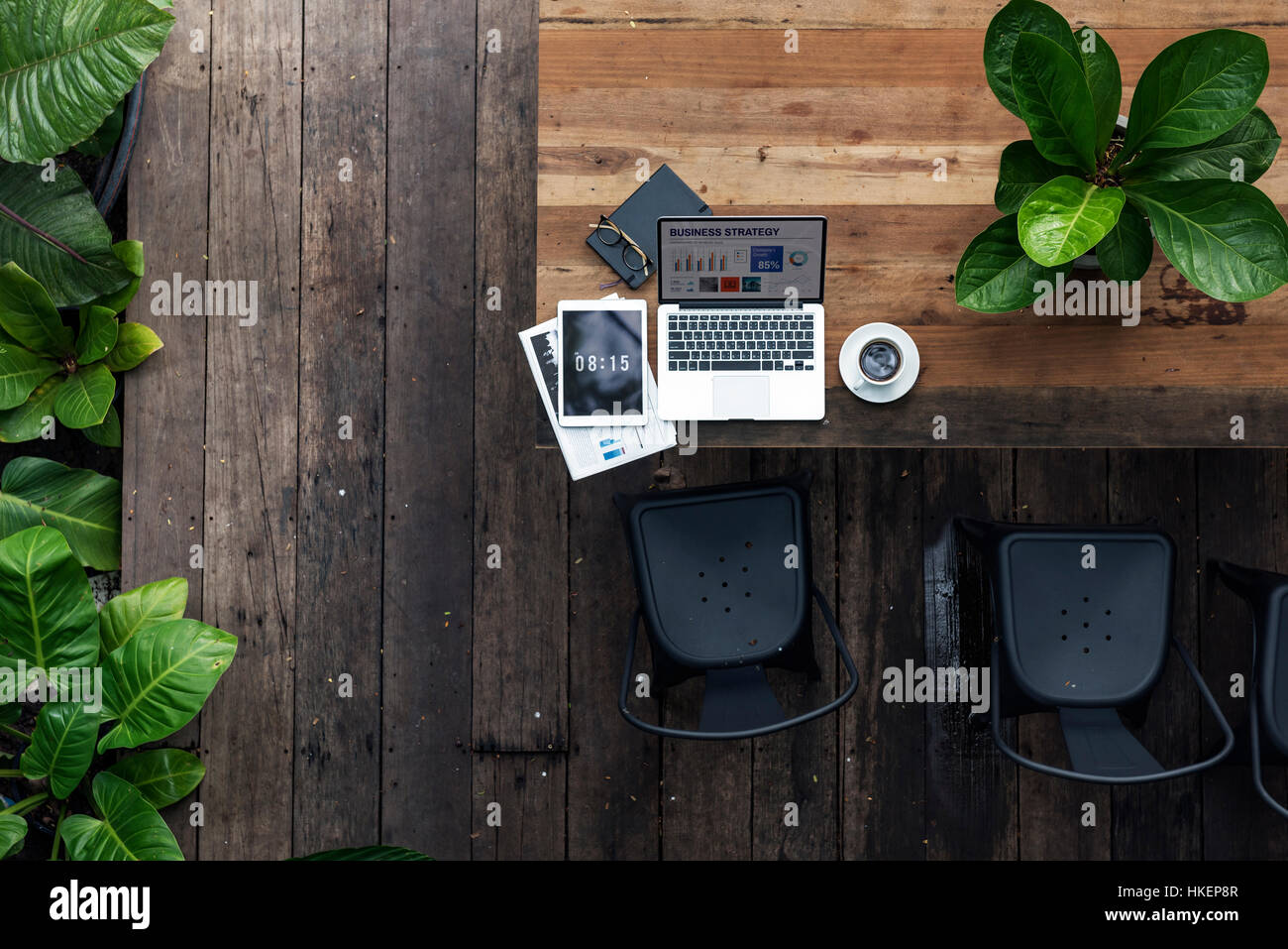 Digital Laptop funktioniert Global Business-Konzept Stockfoto