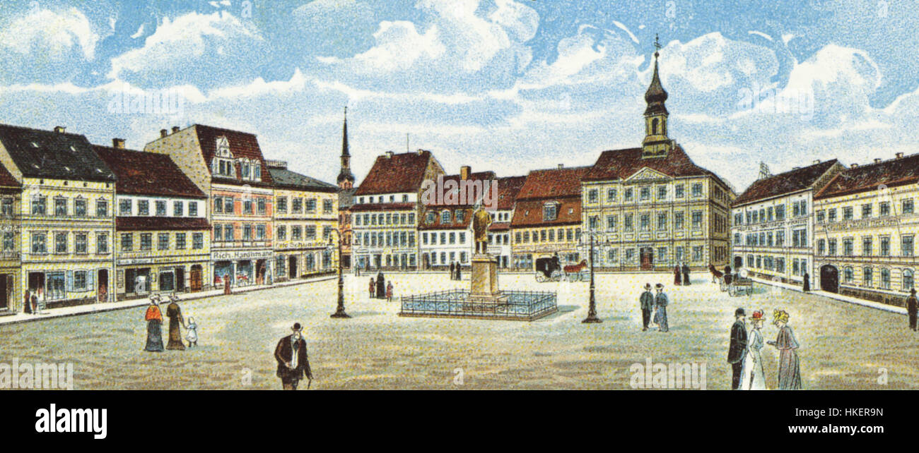 Radeberg-Marktplatz um 1900 Stockfoto