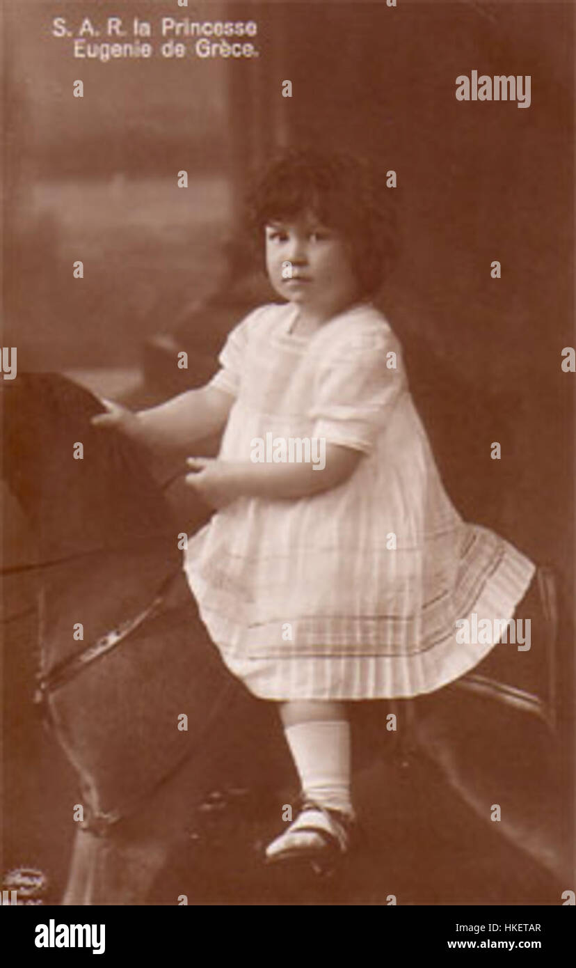 Dieses Gemälde zeigt Prinzessin Eugenie, die französische Prinzessin und Tochter Napoleons III. Das Werk fängt ihre königliche Eleganz und historische Bedeutung als Teil des europäischen Königshauses im 19. Jahrhundert ein. Stockfoto