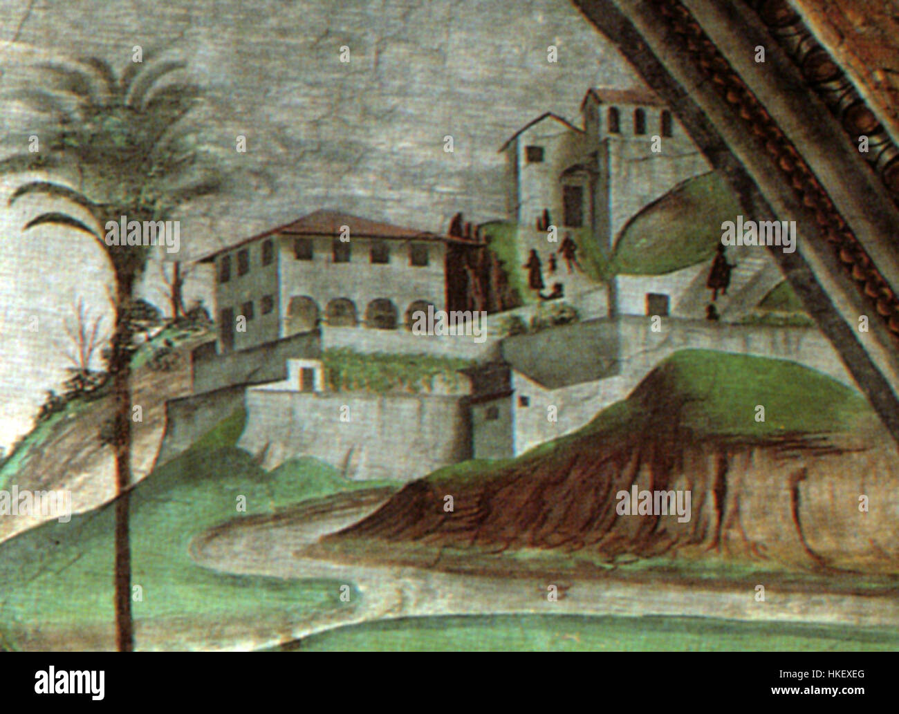 Villa Medici ein Fiesole (Dettaglio), Dormitio Virginis Domenico Ghirlandaio Cappella Tornabuoni SMN Stockfoto