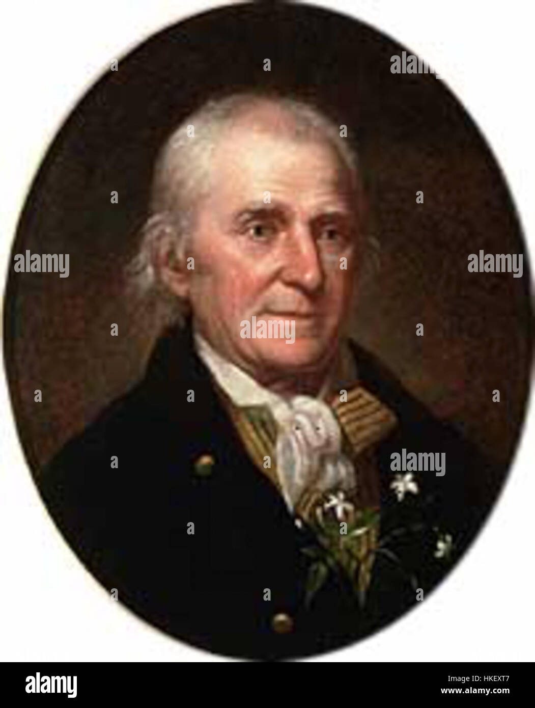 William Bartram, ein amerikanischer Naturforscher, ist in diesem Kunstwerk dargestellt, das seine Beiträge zu frühen amerikanischen Botanik-Studien zeigt. Seine Arbeit ist sowohl in Wissenschaft als auch in Kunst hoch angesehenen Gebieten. Stockfoto