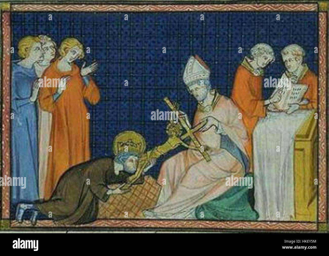 Ein Gemälde aus dem frühen 20. Jahrhundert von Ludvik IXlezici, das möglicherweise eine historische Szene oder ein Porträt darstellt. Der Fokus des Künstlers auf lebendige Farben und realistische Details markiert eine Phase des Wandels in der europäischen Kunst. Stockfoto