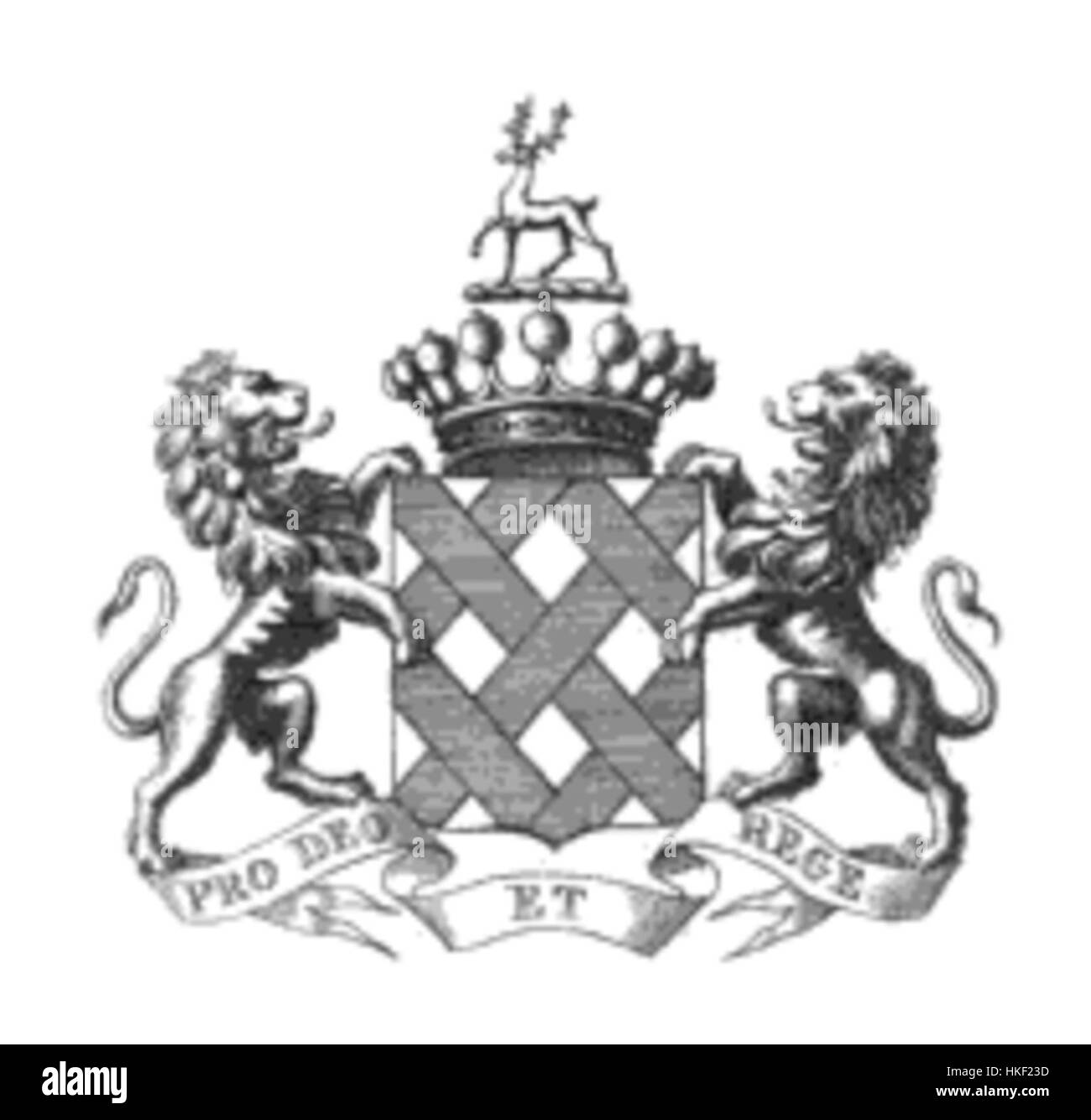 Das Blason-Familienwappen der Familie Mesnard zeigt ein heraldisches Design, das ihre Abstammung und gesellschaftliche Stellung in der französischen Aristokratie repräsentiert. Das Familienwappen ist ein Schlüsselsymbol für Erbe und edle Identität in der französischen Heraldik. Stockfoto