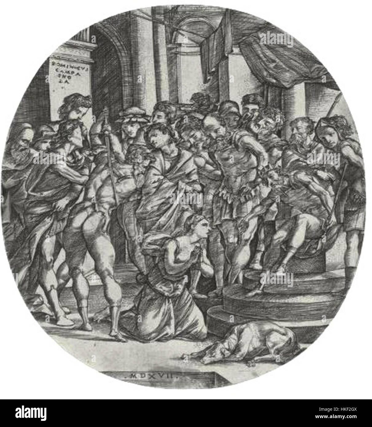 Campagnolas Werk ist beispielhaft für die venezianische Kunst des 16. Jahrhunderts und zeigt die Meisterschaft des Künstlers in feinen Details und seinen Beitrag zur künstlerischen Entwicklung der Renaissance. Stockfoto