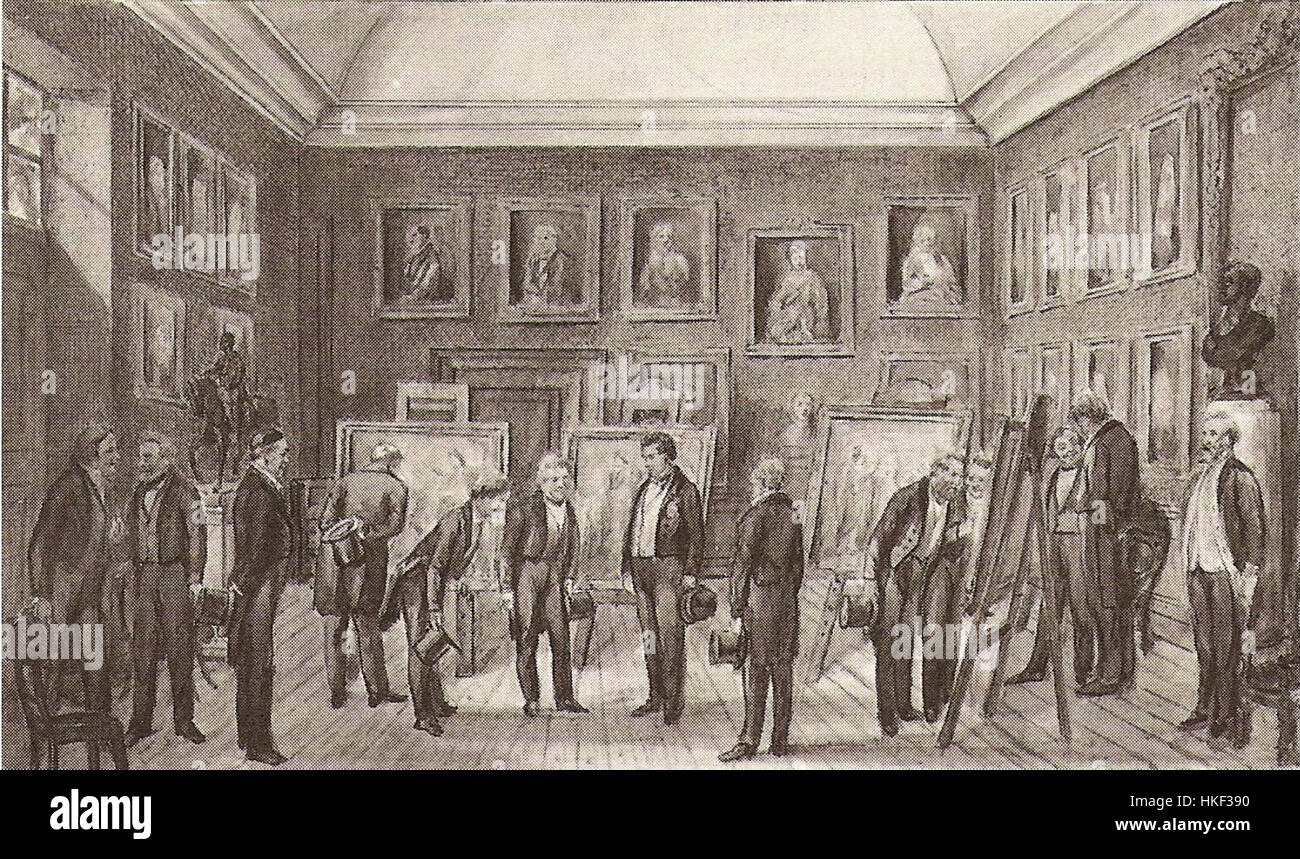 Dieses Gemälde „Christian Frederik an der Königlichen Akademie der Bildenden Künste“ zeigt Christian Frederik, den dänischen Prinzen und zukünftigen König, zu seiner Zeit in der dänischen Akademie. Das Kunstwerk spiegelt sein Engagement in der Kunst und seine Ausbildung im Bereich der bildenden Kunst wider. Stockfoto