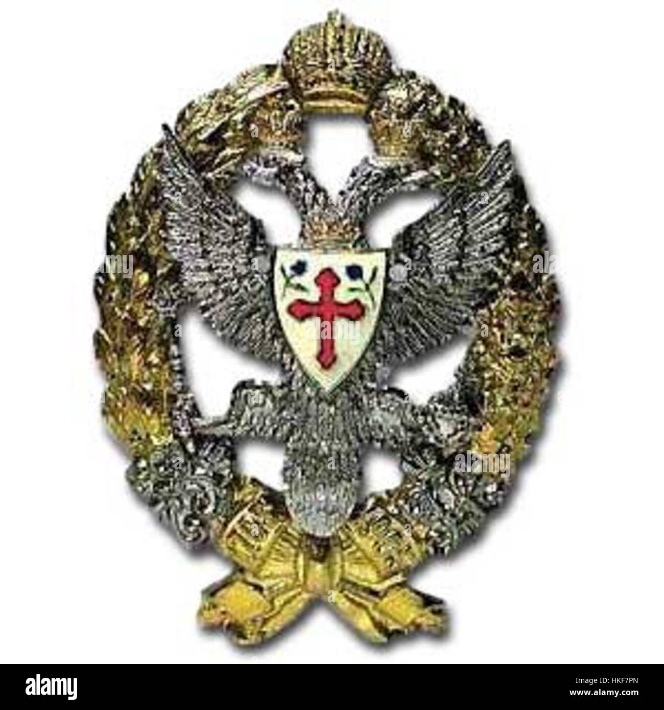 Ein historisches Gemälde mit dem Husar 13 Narvski, einem Regiment innerhalb der russischen Kaiserlichen Armee. Das Kunstwerk fängt die militärische Stärke des Regiments, die Uniformdetails und die historische Bedeutung des 18. Und 19. Jahrhunderts ein. Stockfoto