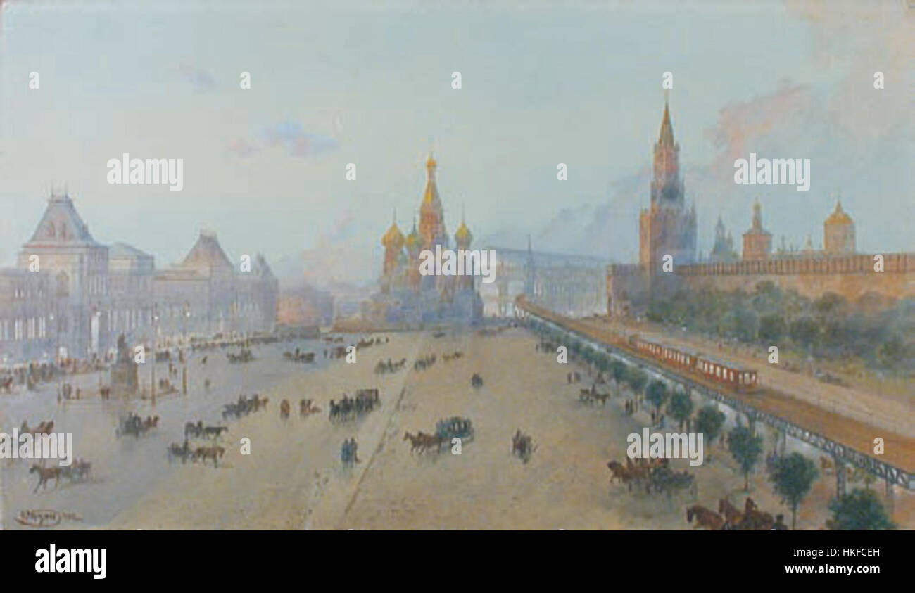 Dieses Projekt 1901 für die Moskauer U-Bahn hebt die frühe Konzeption des U-Bahn-Systems hervor. Die Pläne geben Einblicke in die ursprünglichen architektonischen und ingenieurtechnischen Konzepte, die den Grundstein für das moderne U-Bahn-Netz in Moskau legten. Stockfoto