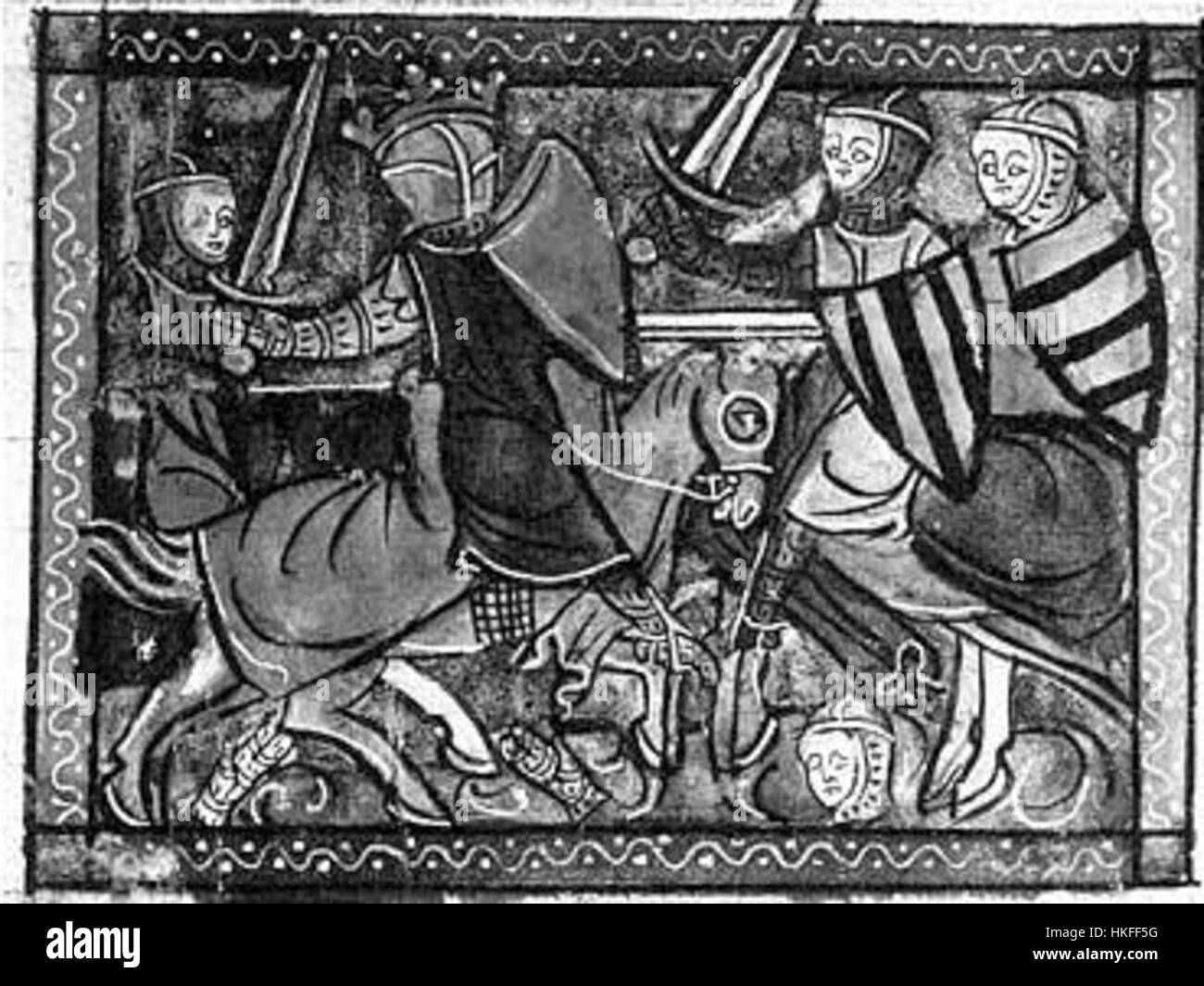 Dieses Kunstwerk, das einem unbekannten Künstler zugeschrieben wird, stellt eine intensive emotionale Szene dar, die menschliches Leid betont. Der dramatische Einsatz von Licht und Schatten spiegelt die emotionale Tiefe des Stücks wider. Stockfoto