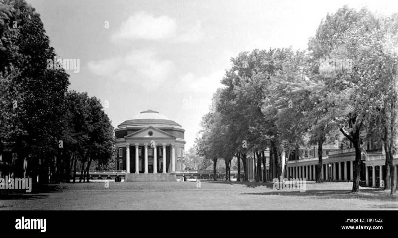 Ein Gemälde der University of Virginia Rotunda aus dem Jahr 1914, entworfen von Thomas Jefferson. Die Rotunde ist ein Symbol der Universität und spiegelt neoklassizistischen Architekturstil wider und dient als Herzstück des Academical Village. Stockfoto