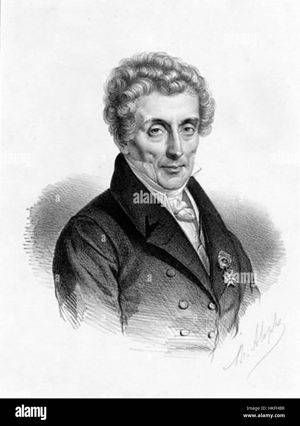 Luigi Cherubini war ein einflussreicher italienischer Komponist, der für seine Beiträge zur klassischen Musik bekannt ist, insbesondere für Opern- und Chorwerke, die in der westlichen Musikgeschichte noch immer von Bedeutung sind. Stockfoto