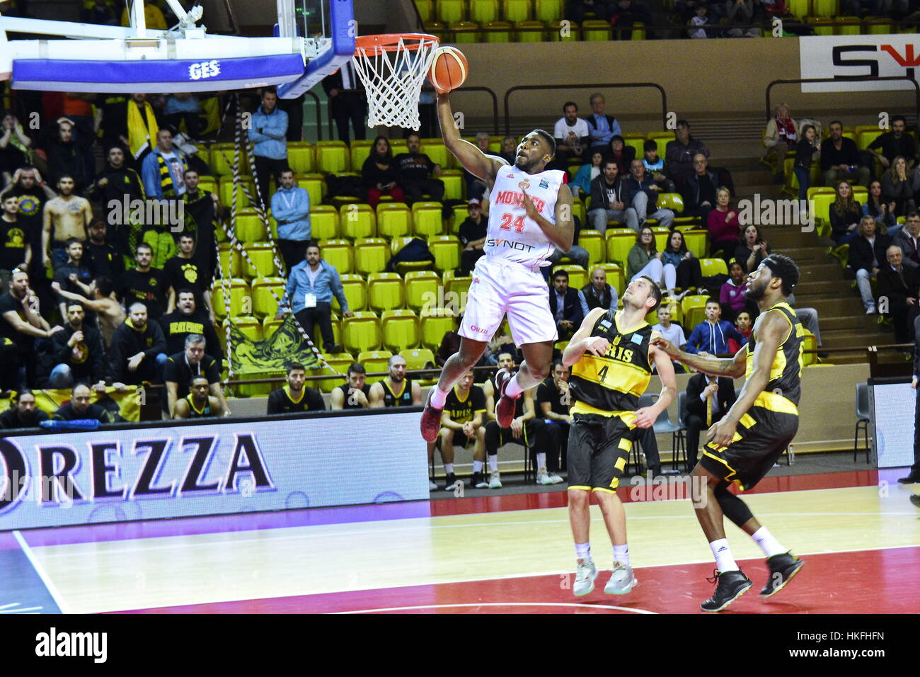 Monaco. 26. Januar 2017. Basketball-Europa-Champions-league-AS Monaco - Aris Salonique (80-66). Bildnachweis: Philippe Lombard/Pacific Press/Alamy Live-Nachrichten Stockfoto