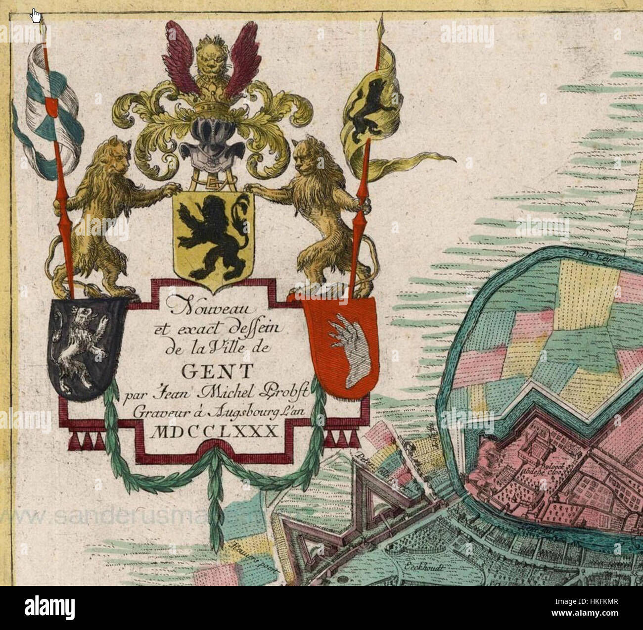 Diese Karte, die 1780 von M. Seutter und J. M. Probst erstellt wurde, zeigt das detaillierte Layout von Gent. Es ist ein Paradebeispiel der europäischen Kartographie des 18. Jahrhunderts, die die Topographie und Stadtplanung der damaligen Zeit widerspiegelt. Stockfoto Diese Karte, die 1780 von M. Seutter und J. M. Probst erstellt wurde, zeigt das detaillierte Layout von Gent. Es ist ein Paradebeispiel der europäischen Kartographie des 18. Jahrhunderts, die die Topographie und Stadtplanung der damaligen Zeit widerspiegelt. Stockfoto