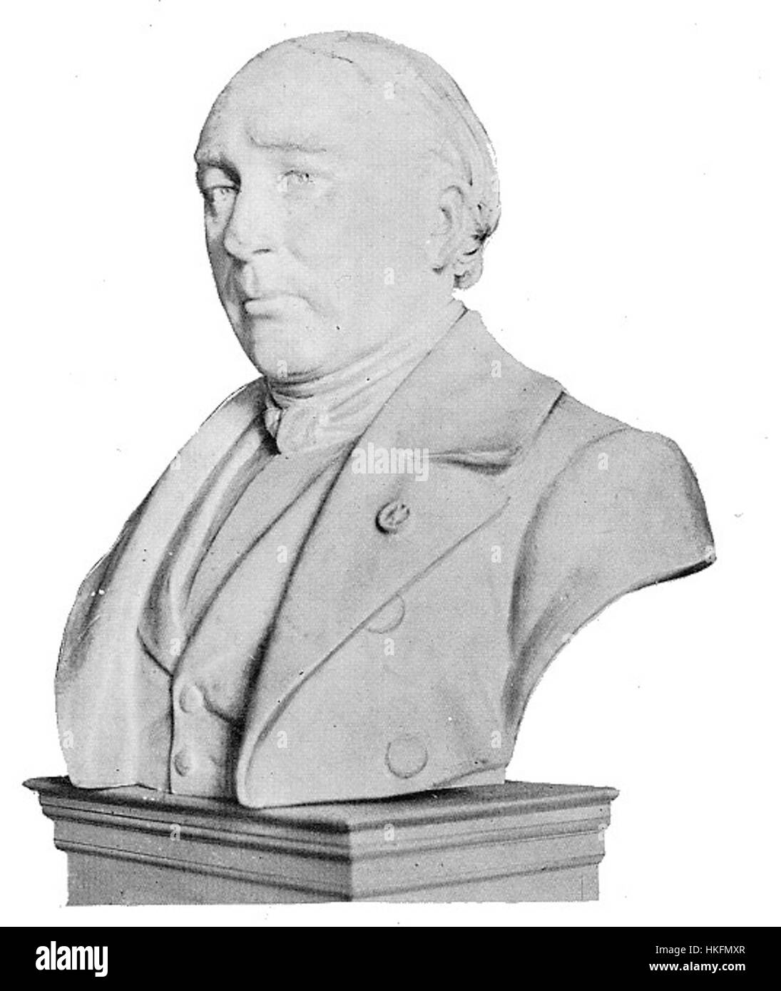 Diese Büste von Jacques Triger ist ein eindrucksvolles Beispiel französischer Porträts aus dem 19. Jahrhundert, die das Bild des Künstlers widerspiegeln, der für seine Beiträge zur Skulptur bekannt ist. Die Büste zeigt seine Fähigkeit, menschliche Gesichtszüge mit bemerkenswertem Detail und emotionalem Ausdruck darzustellen, typisch für die französische akademische Skulptur. Stockfoto