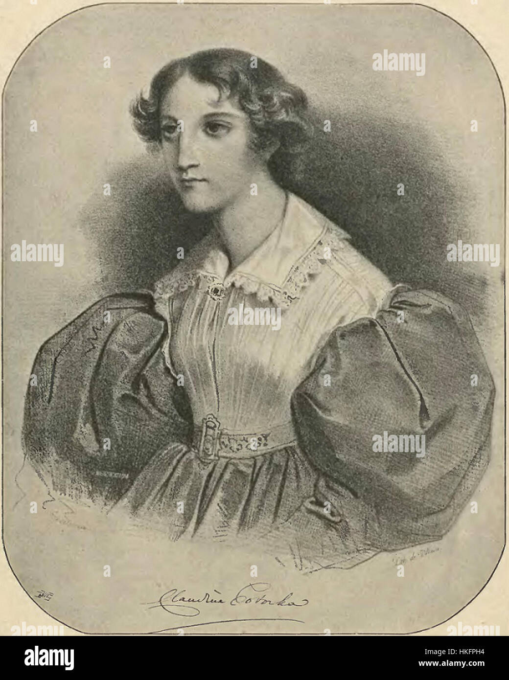 Dieses Porträt von Klaudyna Potocka, einer polnischen Adligen, spiegelt die Eleganz und Mode des frühen 19. Jahrhunderts wider. Potocka, bekannt für ihre Schönheit und soziale Prominenz, wurde im klassischen Stil gemalt. Stockfoto