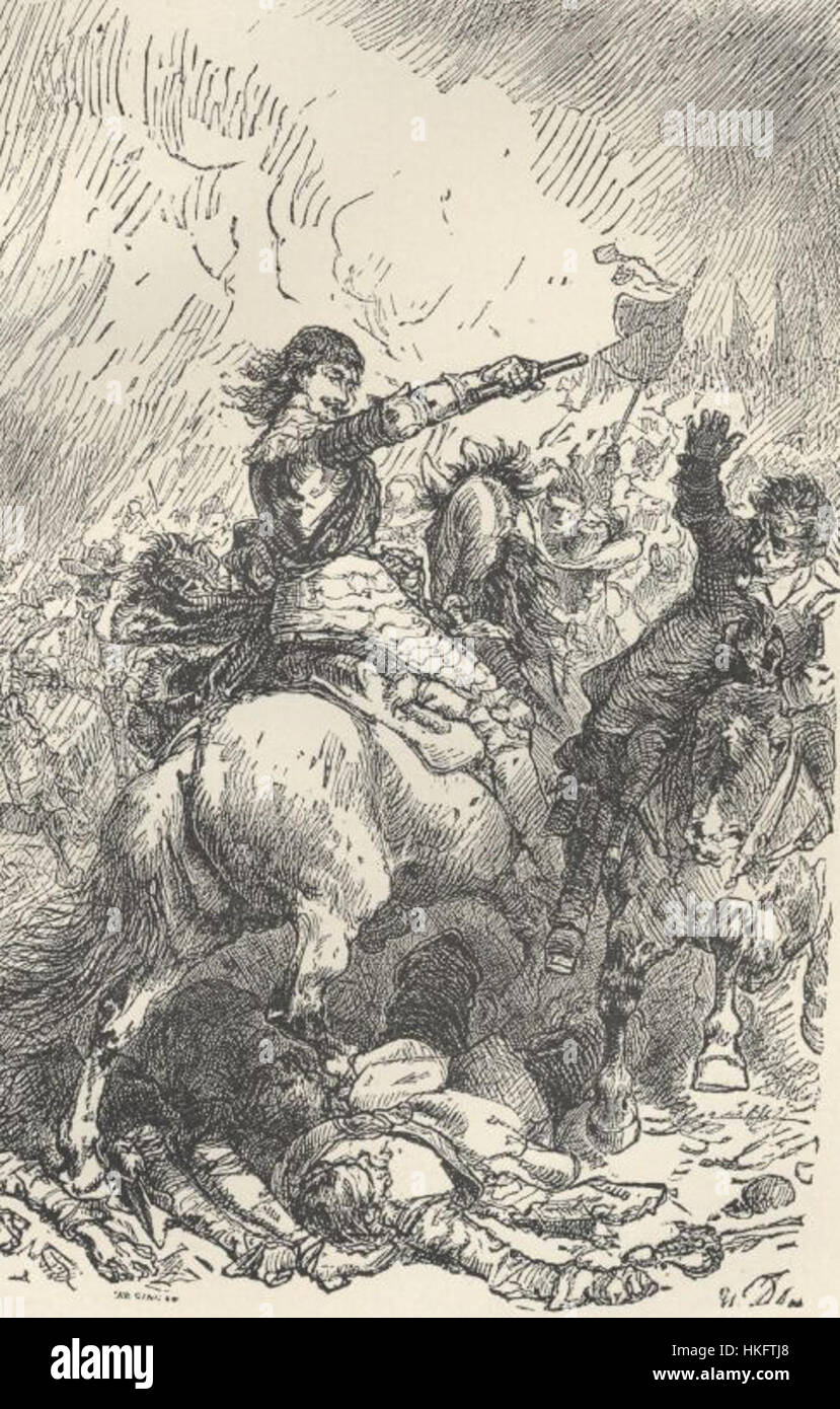 Dieses Kunstwerk zeigt einen Schlüsselmoment aus dem Dreißigjährigen Krieg und veranschaulicht die Intensität und die Kämpfe dieses bedeutenden Konflikts in der europäischen Geschichte. Das Gemälde fängt das militärische, politische und soziale Chaos der damaligen Zeit ein und betont die durch den Krieg verursachten Unruhen und Zerstörungen. Stockfoto