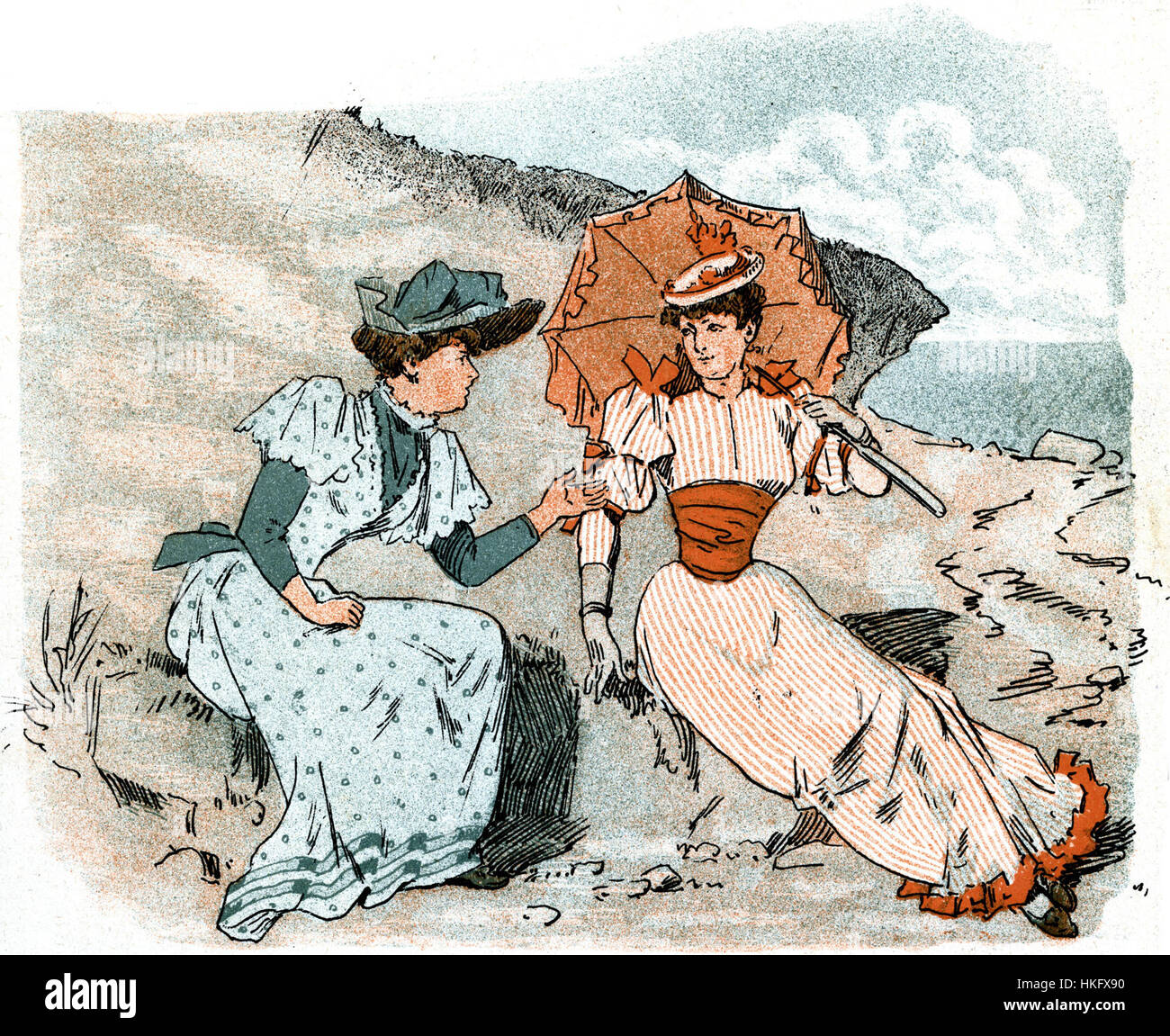 Dieses Werk, „Punch et Krigspuds“, spiegelt den Stil militärischer und satirischer Kunst wider und kombiniert Elemente der Karikatur mit einem historischen Thema. Das Gemälde oder die Zeichnung verwendet übertriebene Merkmale, um eine politische oder soziale Botschaft zu vermitteln. Stockfoto
