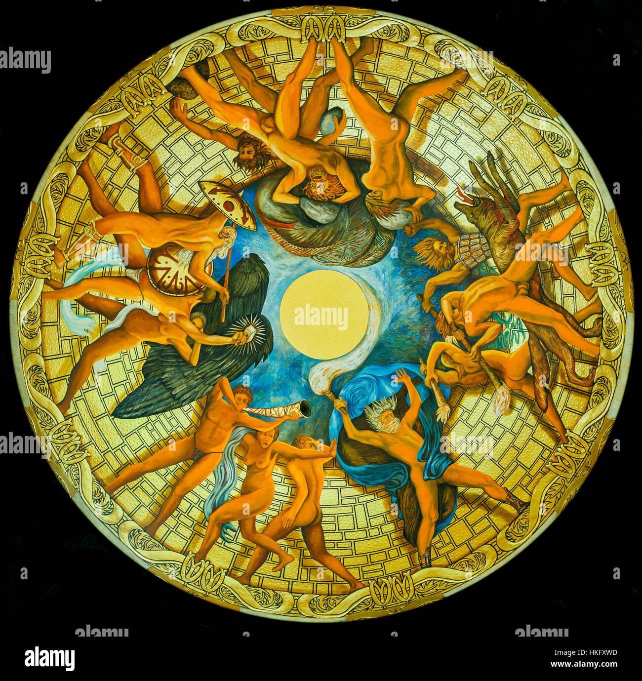 Dieses Kunstwerk fängt das Burschenschaftsdenkmal in Eisenach ein, das der deutschen Studentenbewegung gewidmet ist. Das Denkmal stellt ein bedeutendes historisches Symbol der deutschen Nationalgeschichte und des Aufstiegs des Studentenaktivismus im 19. Jahrhundert dar. Stockfoto