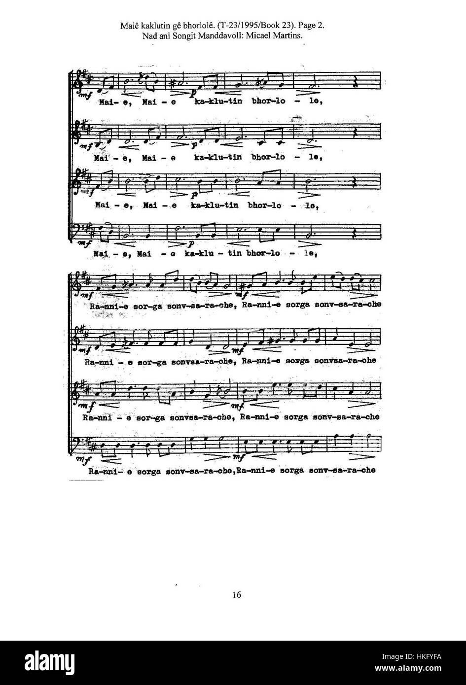 „Maie Kakluntin GE Bhorlole“ von M. Martins ist ein Kunstwerk oder Manuskript, das Elemente der einheimischen Kunst oder Kultur enthält und einen Einblick in die Traditionen und Geschichten einer bestimmten Gemeinschaft bietet. Stockfoto