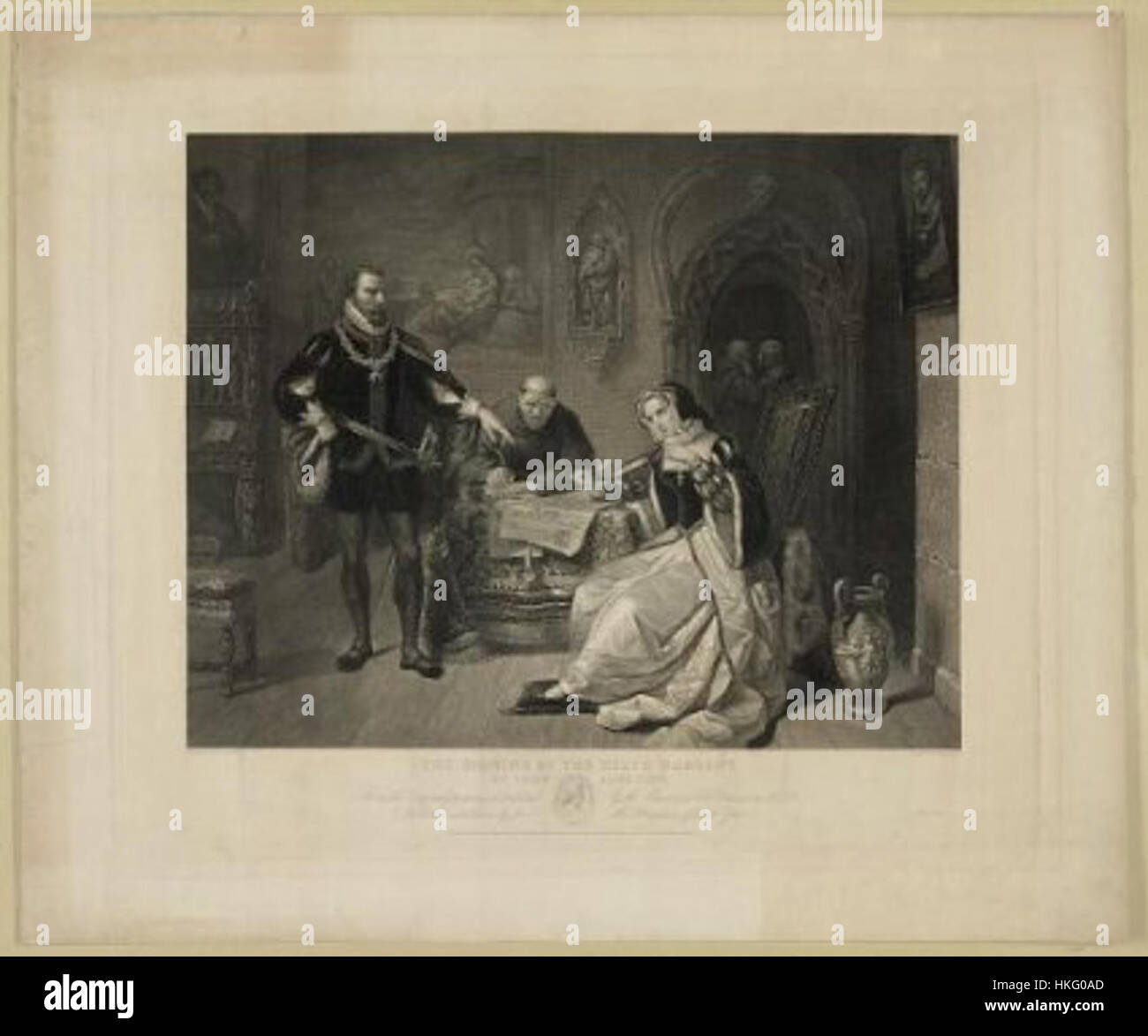 Die Unterzeichnung des das Todesurteil für Lady Jane Grey Stockfoto