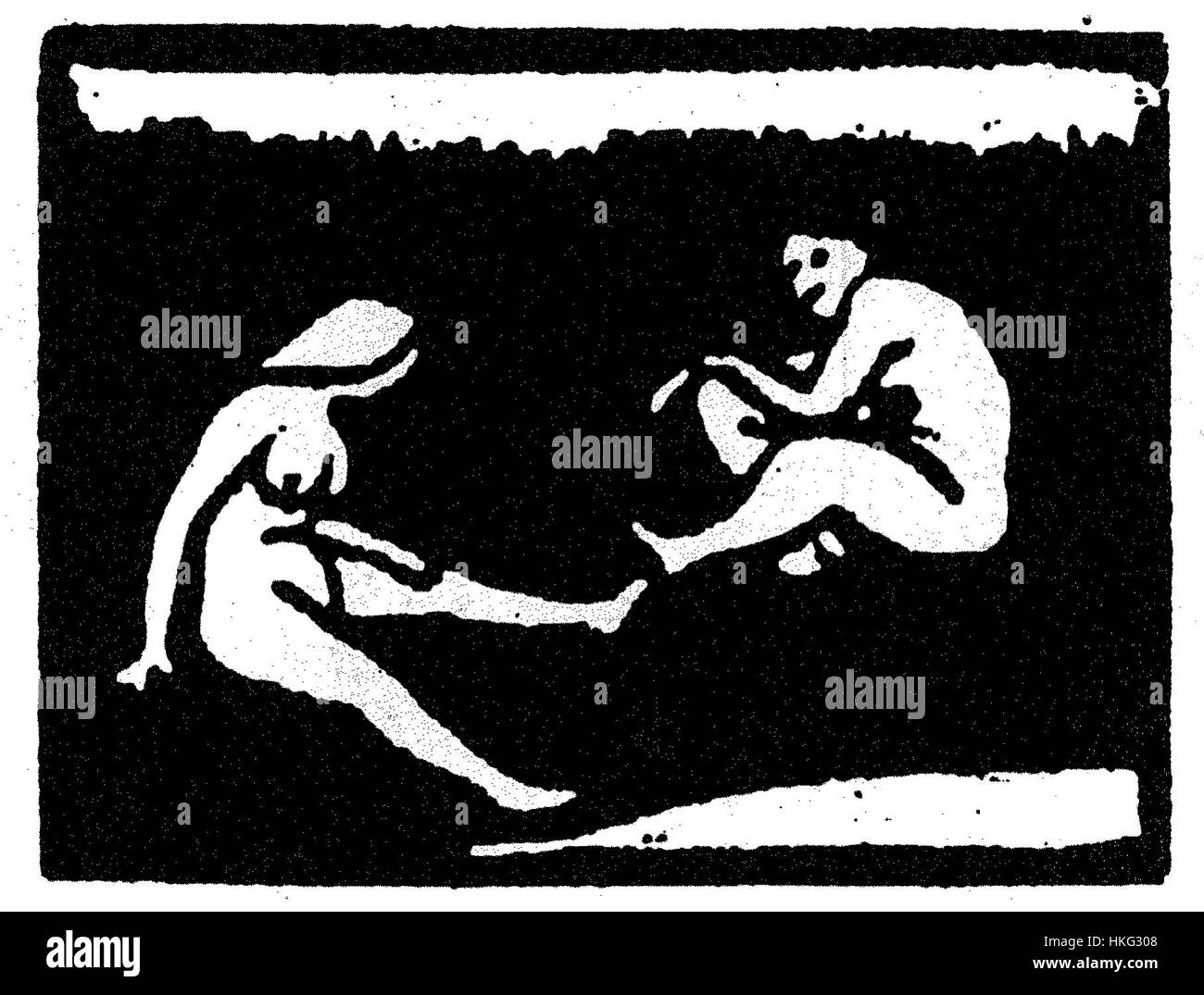 Dieses Gemälde mit dem Titel „Deux Baigneuses Assises“ (zwei sitzende Badende) wurde 1893 geschaffen und zeigt zwei Frauen, die am Wasser sitzen und den französischen impressionistischen Stil verkörpern. Das Kunstwerk fängt die natürliche Schönheit und entspannte Atmosphäre der Szene ein, wobei Licht und Farbe im Vordergrund stehen. Stockfoto