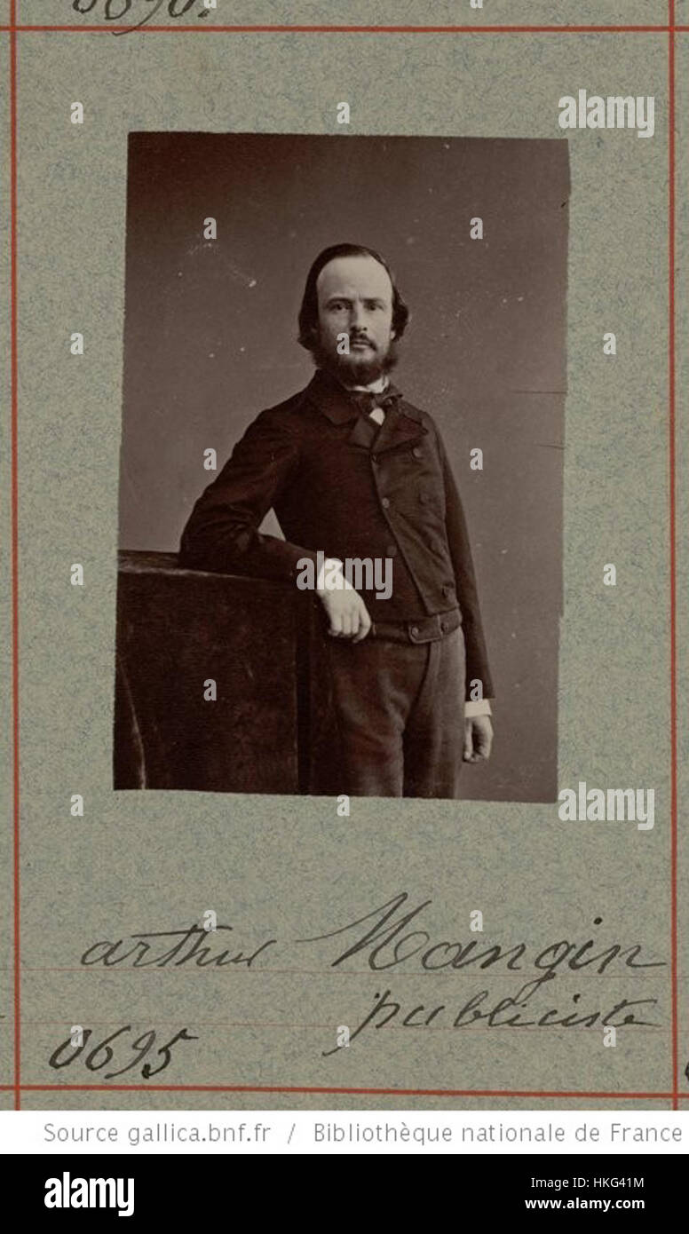 Arthur Mangin, ein bekannter wissenschaftlicher Publizist, wird in diesem historischen Kunstwerk dargestellt. Seine Beiträge auf dem Gebiet der Wissenschaft und seine Rolle bei der Förderung wissenschaftlicher Erkenntnisse werden in einem detaillierten Porträt erfasst. Stockfoto