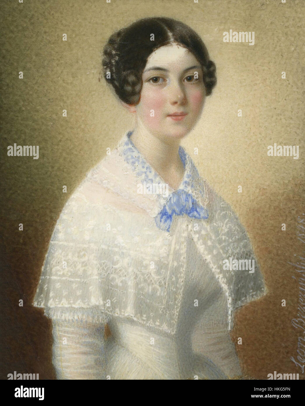 Dieses Porträt von Emma Ostaszewska fängt die subtile Eleganz und innere Komplexität des Motivs ein. Der Fokus der Künstlerin auf Details und emotionalen Ausdruck unterstreicht die Tiefe des Charakters durch ihren einzigartigen Malstil. Stockfoto