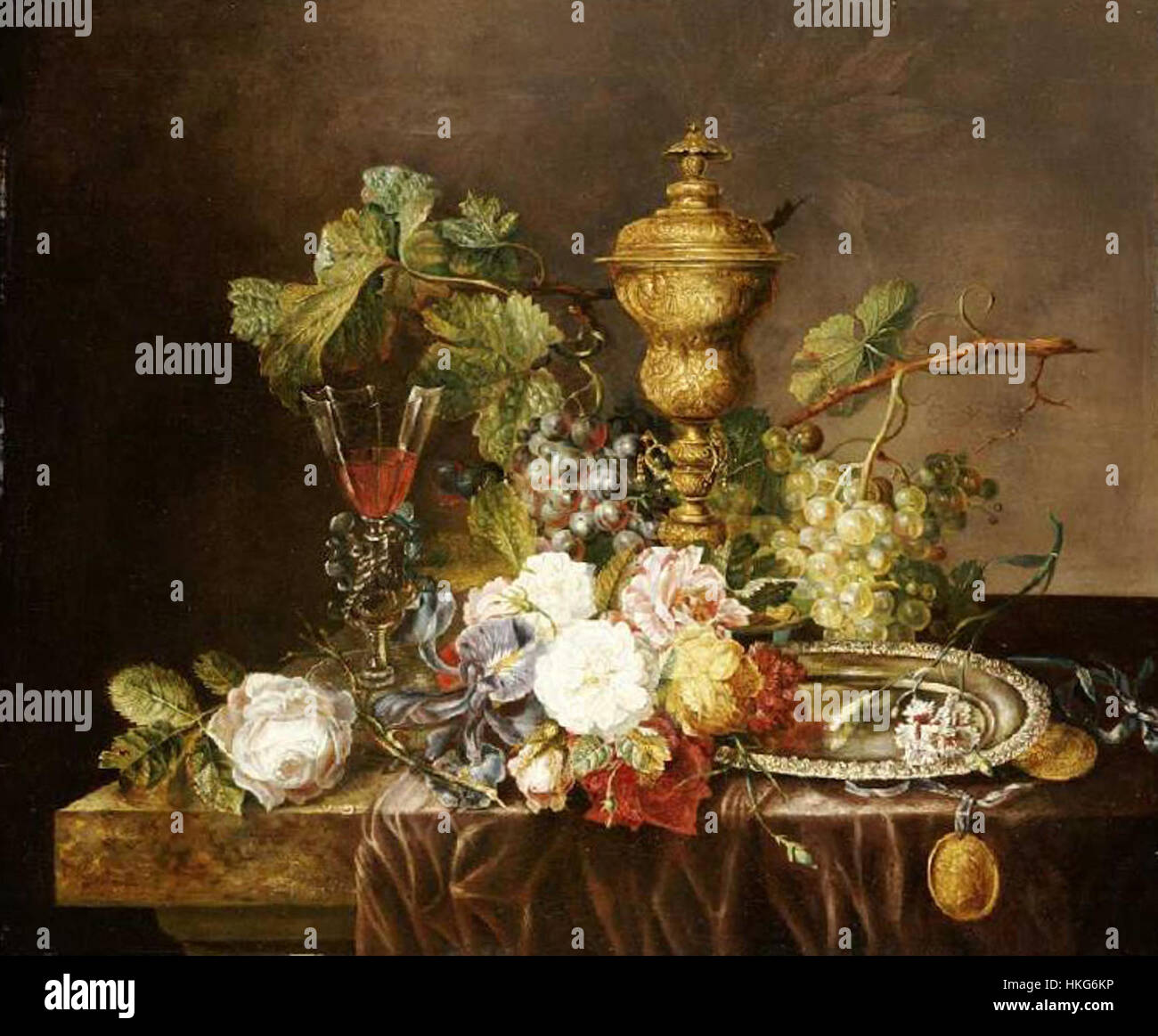 Ein Stillleben Gemälde von Emily Coppin Stannard aus dem Jahr 1824, das ihre detaillierte Darstellung von Alltagsgegenständen zeigt, die in Öl auf Leinwand ausgeführt wurden. Das Werk gilt als gutes Beispiel für Stillleben aus dem frühen 19. Jahrhundert. Stockfoto