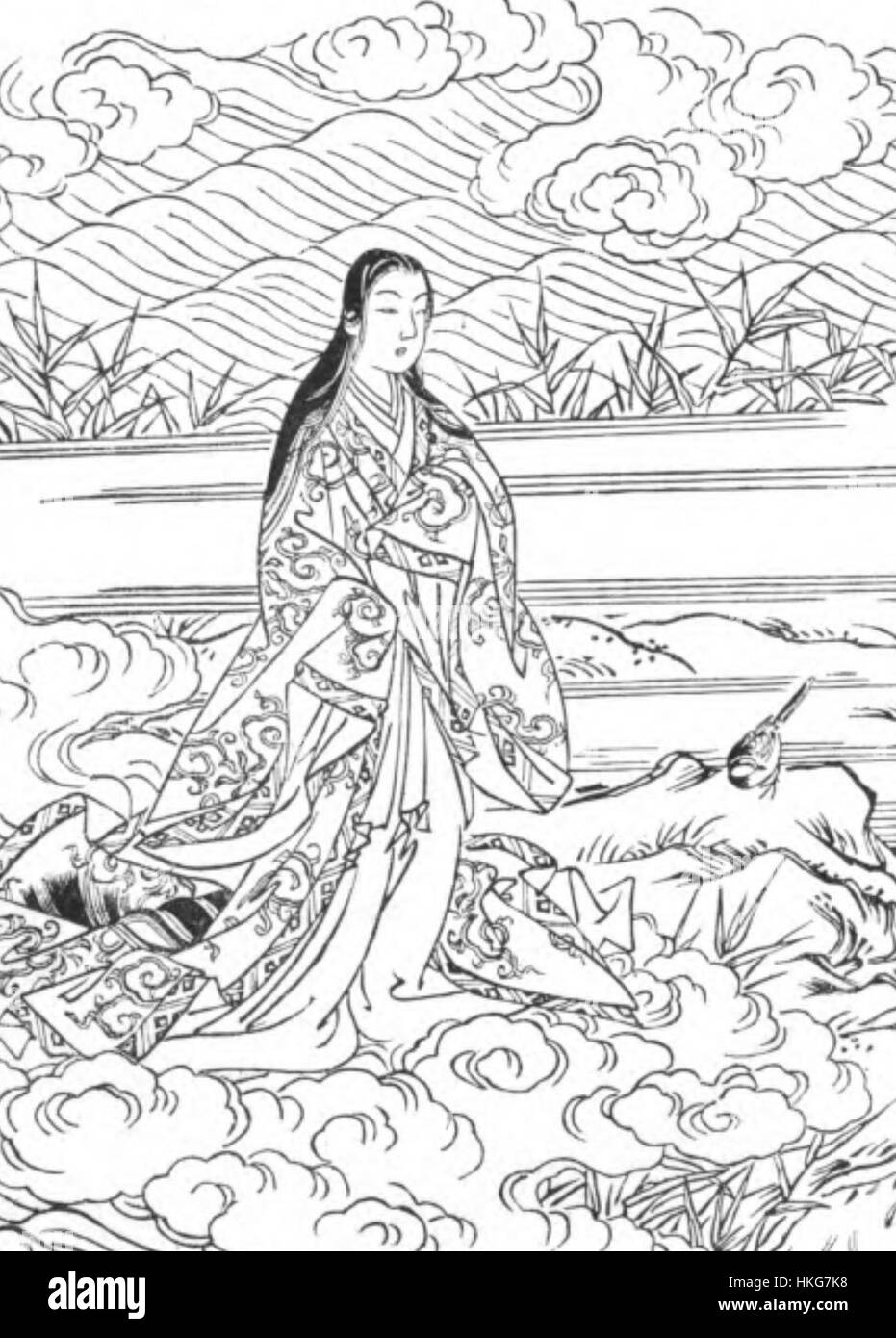 Eine Seite aus *Nihongi*, übersetzt von W. G. Aston, einem wichtigen japanischen historischen Text, der die Geschichte Japans von seinen mythologischen Ursprüngen bis ins 8. Jahrhundert beschreibt. Diese Seite spiegelt die kulturelle Bedeutung der frühen japanischen Literatur und ihre Rolle bei der Dokumentation der japanischen Formation wider. Stockfoto