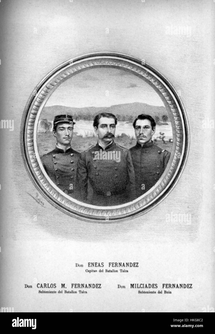 *Los tres Fernández Letelier* ist eine literarische Referenz, die möglicherweise historische oder fiktive Charaktere innerhalb der chilenischen Literatur darstellt. Er hebt die kulturellen und sozialen Themen seiner Zeit hervor. Stockfoto