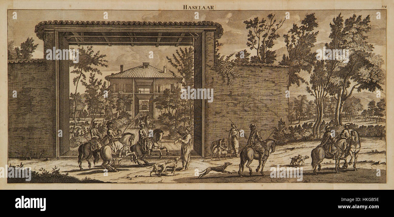 Cornelis de Haselaar Bruyns Gemälde von 1714 bietet einen Einblick in die niederländische Kunst des frühen 18. Jahrhunderts mit detaillierten Darstellungen des Alltags. Sein Werk zeichnet sich durch akribische Details und Realismus aus, die das Wesen der sozialen Umgebung dieser Zeit erfassen. Stockfoto