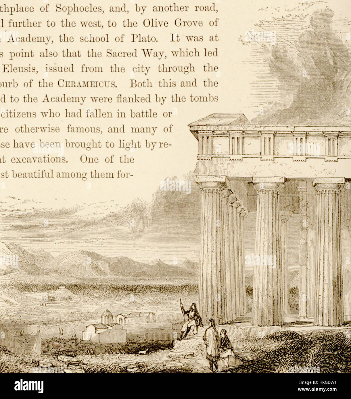 Diese Skizze von Christopher Wordsworth aus dem Jahr 1882 zeigt den Portikus des Theseus-Tempels und bietet einen Einblick in die klassische griechische Architektur und deren Erhaltung durch Kunst. Stockfoto